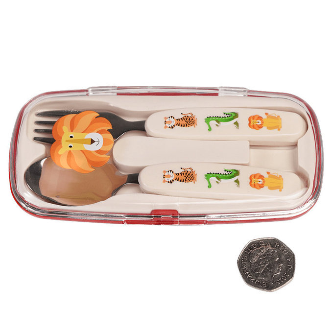 英國 Rex London 幼兒/兒童餐具2入組(附收納盒)_動物樂園_RL29128