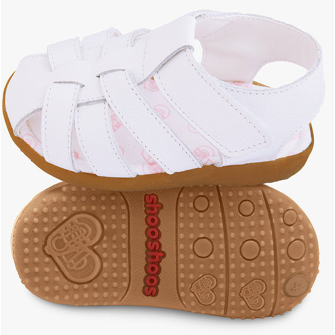 英國 shooshoos 安全無毒真皮手工涼鞋/童鞋_羅馬天使白(SS103092)