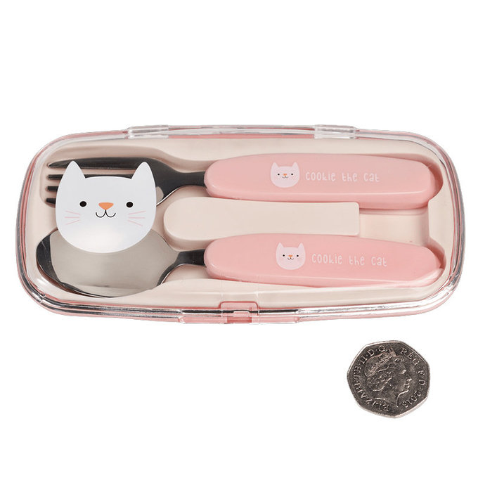 英國 Rex London 幼兒/兒童餐具2入組(附收納盒)_迷人貓咪_RL29129