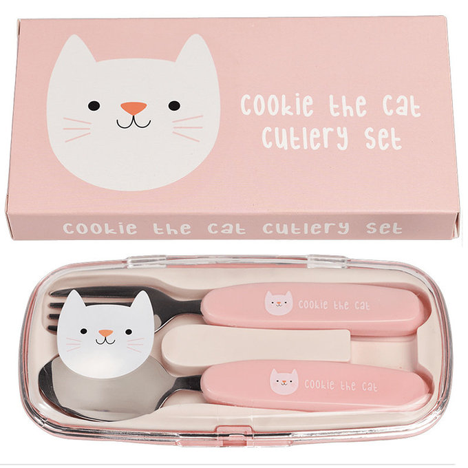 英國 Rex London 幼兒/兒童餐具2入組(附收納盒)_迷人貓咪_RL29129