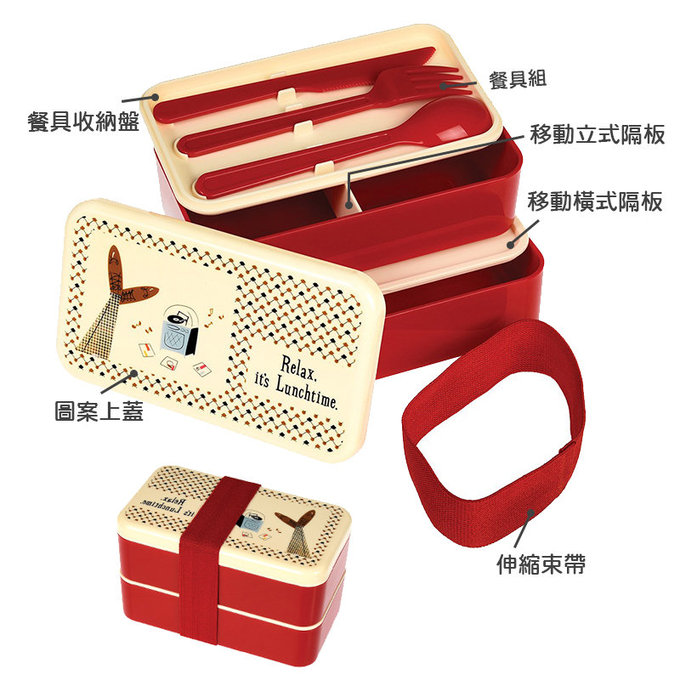 英國 Rex London 方形三層午餐盒/便當盒/野餐盒(附3入餐具)_悠閒時光_RL27097