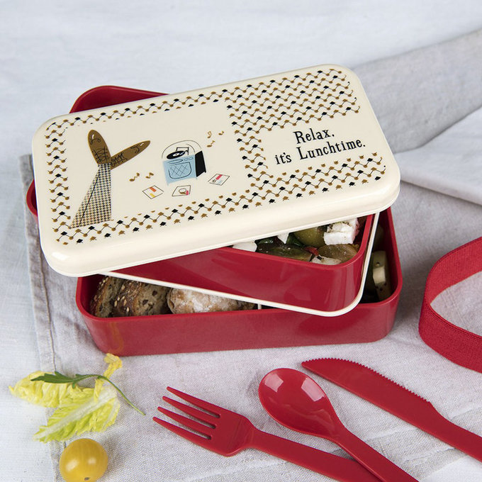 英國 Rex London 方形三層午餐盒/便當盒/野餐盒(附3入餐具)_悠閒時光_RL27097