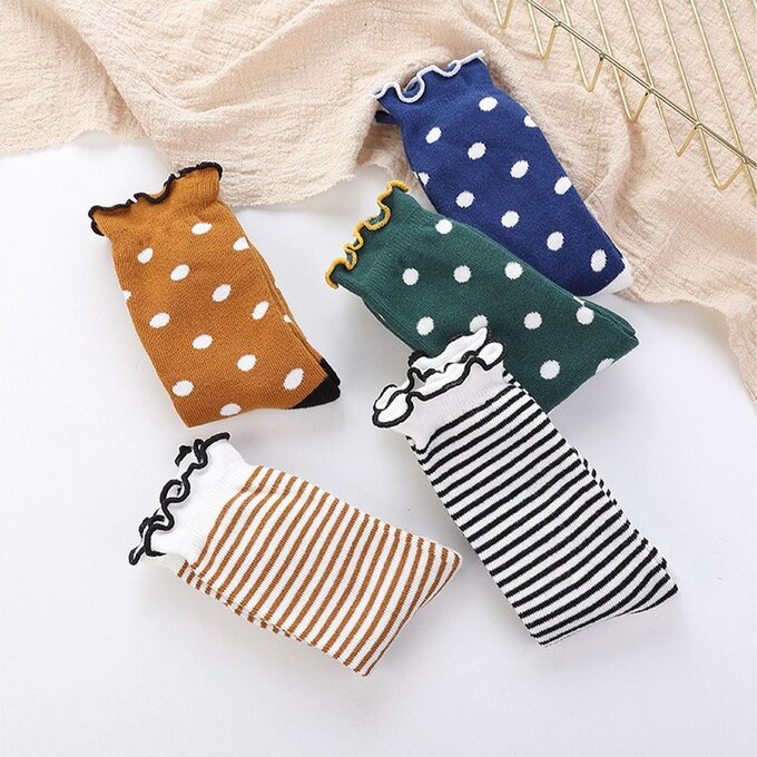 【JB DESIGN】波浪毛圈波點襪-五入一組