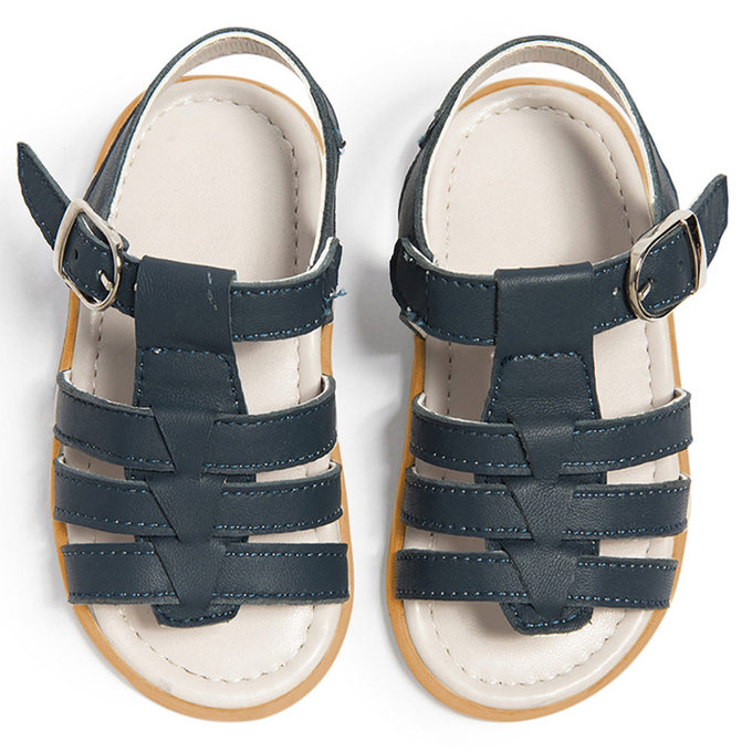 英國 shooshoos 安全無毒手工真皮涼鞋/童鞋_優遊一夏(藍)_SS103960