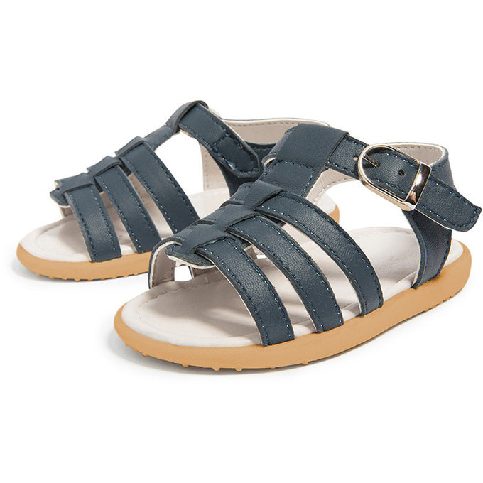 英國 shooshoos 安全無毒手工真皮涼鞋/童鞋_優遊一夏(藍)_SS103960