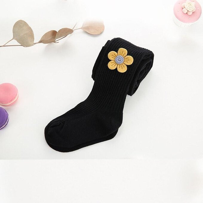 【JB DESIGN】可愛花朵褲襪-黑色 