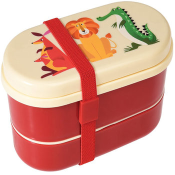 英國 Rex London 圓形三層午餐盒/便當盒/野餐盒(附2入餐具)_動物樂園_RL26555-