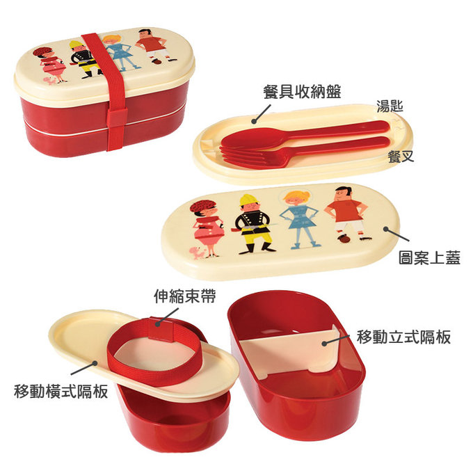 英國 Rex London 圓形三層午餐盒/便當盒/野餐盒(附2入餐具)_都會男女_RL26557