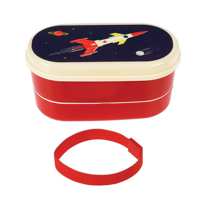 英國 Rex London 圓形三層午餐盒/便當盒/野餐盒(附2入餐具)_太空梭_RL28505