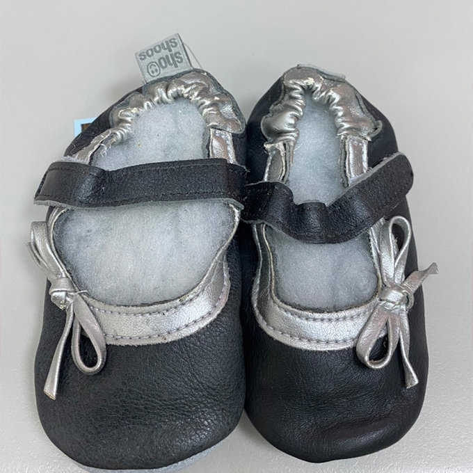 【福利品】英國 shooshoos 安全無毒真皮手工鞋/學步鞋/嬰兒鞋_銀色蝴蝶(9)