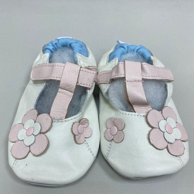 【福利品】英國 shooshoos 安全無毒真皮手工鞋/學步鞋/嬰兒鞋_糖果粉玫瑰花瓣(8)