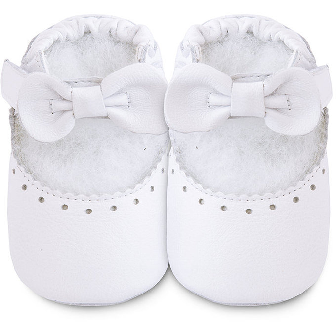 【福利品】英國 shooshoos 健康無毒真皮手工學步鞋/嬰兒鞋_白蝴蝶音樂盒 (SS102970) (M-8)