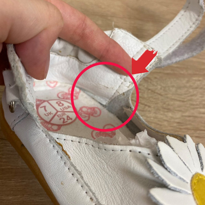 【福利品】英國 shooshoos 健康無毒真皮手工涼鞋/童鞋_白色雛菊涼鞋(B-10)