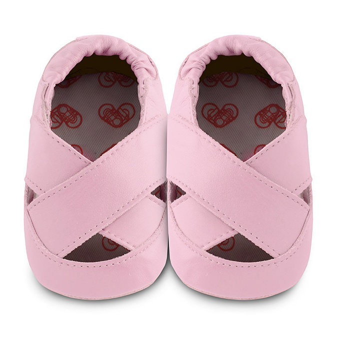 【福利品】英國 shooshoos 安全無毒真皮手工鞋/學步鞋/嬰兒鞋_淡粉芭蕾舞鞋(A-18)