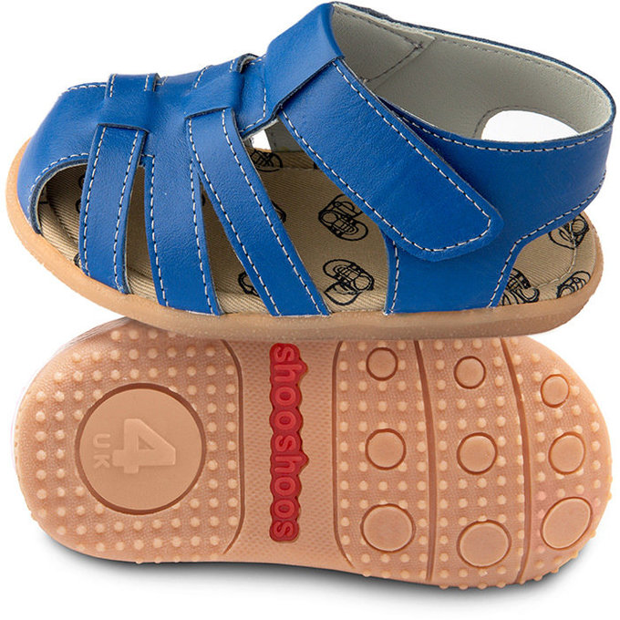 【福利品】英國 shooshoos 安全無毒真皮手工涼鞋/童鞋_時尚寶藍_102007 (B-20)
