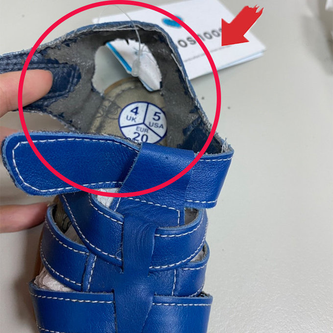 【福利品】英國 shooshoos 安全無毒真皮手工涼鞋/童鞋_時尚寶藍_102007 (B-20)