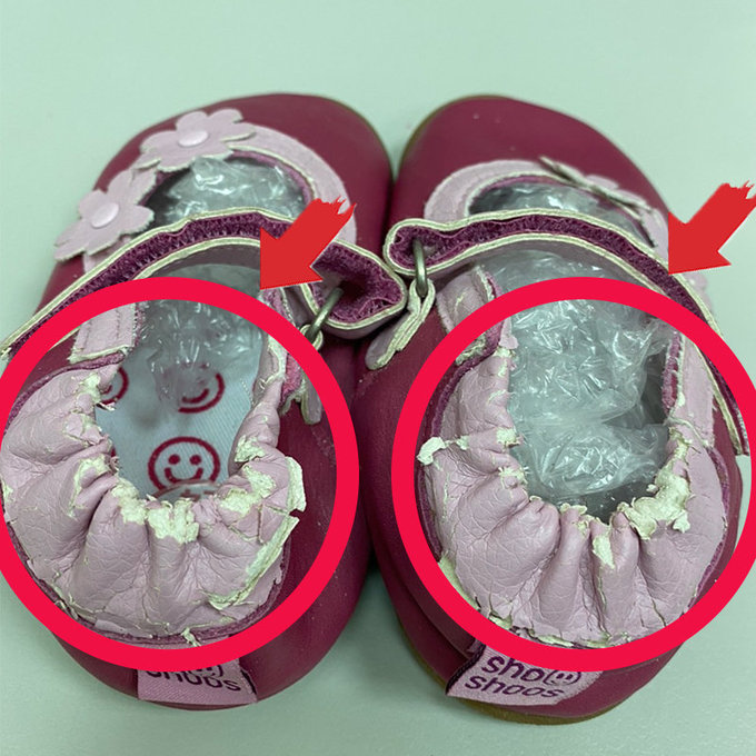 【福利品】英國 shooshoos 健康無毒真皮手工學步鞋/童鞋_桃紅兩朵小粉花童鞋  (C-27)