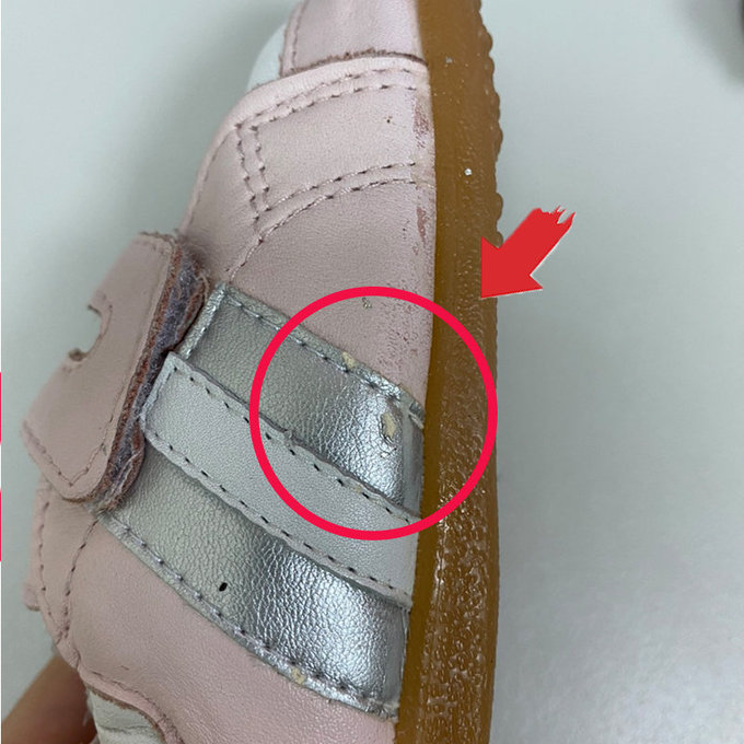 【福利品】英國 shooshoos 健康無毒真皮手工學步鞋/童鞋_粉/銀白條紋童鞋_101078(B-33)