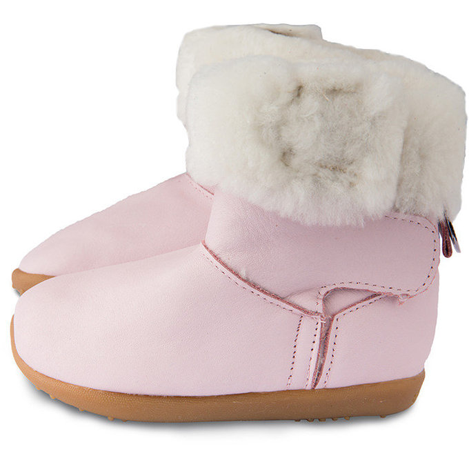 【福利品】英國 shooshoos 健康無毒真皮手工童鞋/靴子_冰粉毛毛 _102758 (D-35)