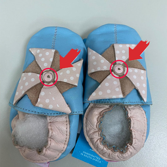 【福利品】英國 shooshoos 安全無毒真皮手工鞋/學步鞋/嬰兒鞋_波爾卡圓點點風車(A-36)