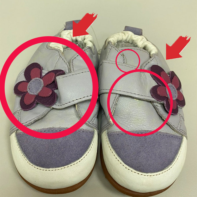 【福利品】英國 shooshoos 健康無毒真皮手工學步鞋/童鞋_淡紫花兒(B-38)