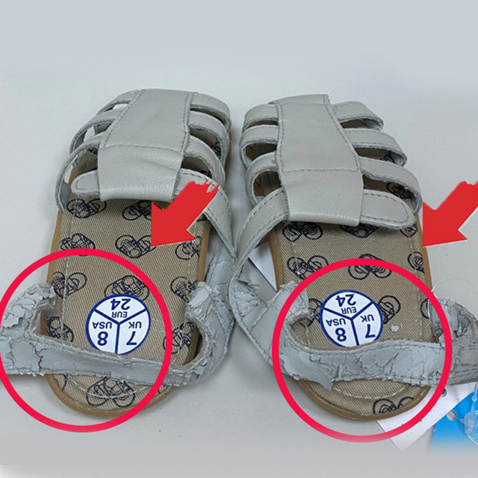 【福利品】英國 shooshoos 安全無毒真皮手工涼鞋/童鞋_灰色羅馬涼鞋_101090  (B-43)