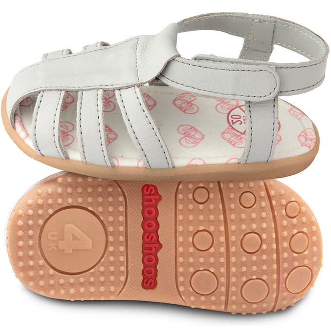 【福利品】英國 shooshoos 安全無毒真皮手工涼鞋/童鞋_灰色羅馬涼鞋_101090  (B-44)