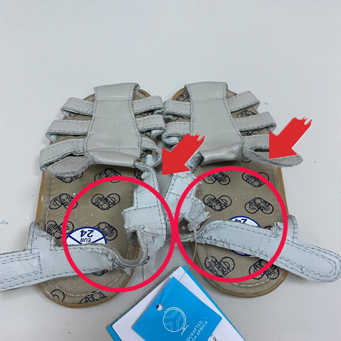 【福利品】英國 shooshoos 安全無毒真皮手工涼鞋/童鞋_灰色羅馬涼鞋_101090  (B-44)