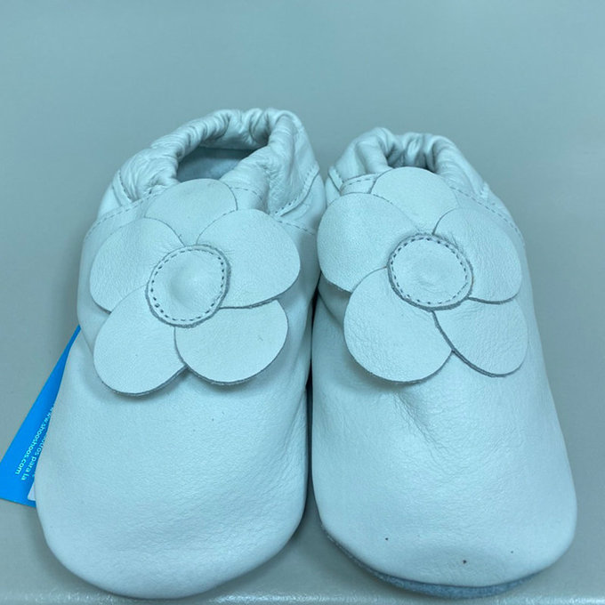 【福利品】英國 shooshoos 健康無毒真皮手工鞋/學步鞋/嬰兒鞋_純白冰雪花_101035  (A-45)