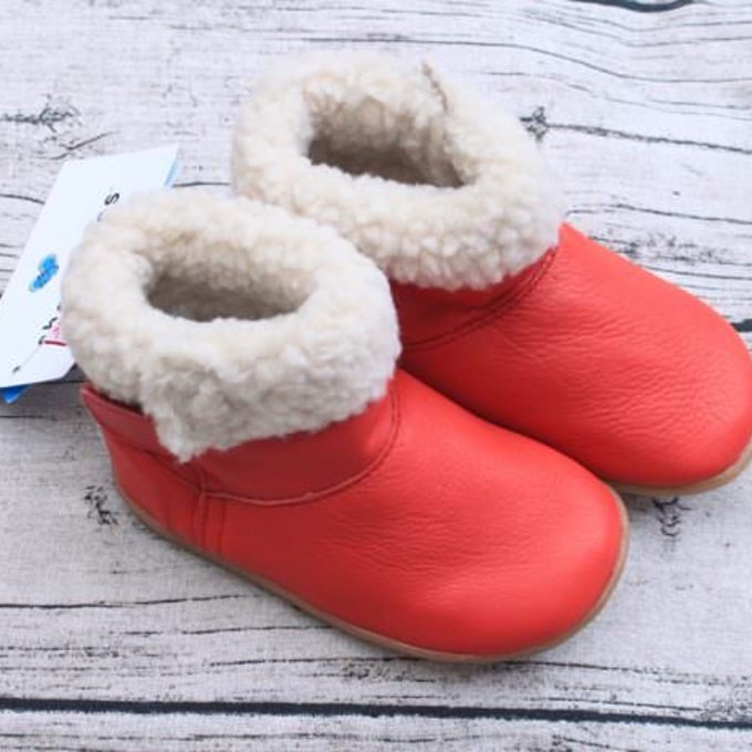 英國 shooshoos 健康無毒真皮手工童鞋/靴子_經典紅