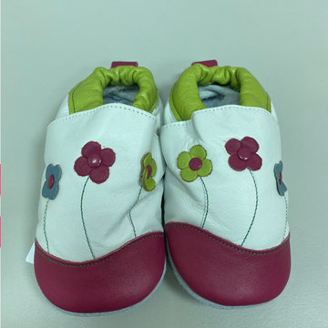 【福利品】英國 shooshoos 健康無毒真皮手工鞋/學步鞋/嬰兒鞋_粉綠花園_GWH85  (A-46)-手工鞋,學步鞋,嬰兒鞋,shooshoos