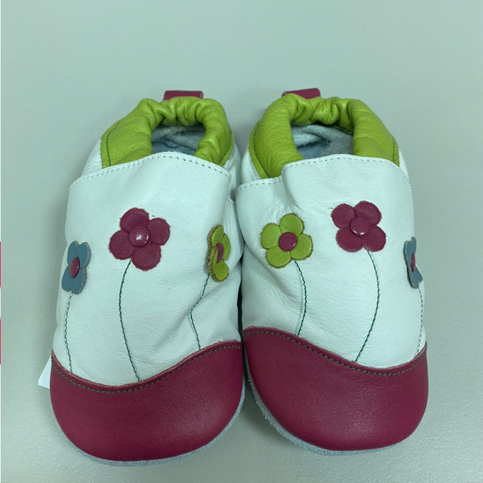 【福利品】英國 shooshoos 健康無毒真皮手工鞋/學步鞋/嬰兒鞋_粉綠花園_GWH85  (A-46)