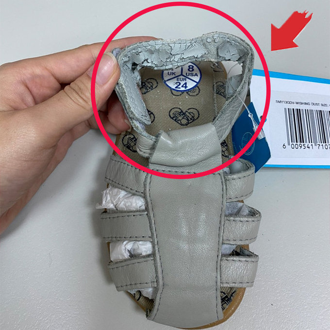 【福利品】英國 shooshoos 安全無毒真皮手工涼鞋/童鞋_灰色羅馬涼鞋_101090  (B-49)