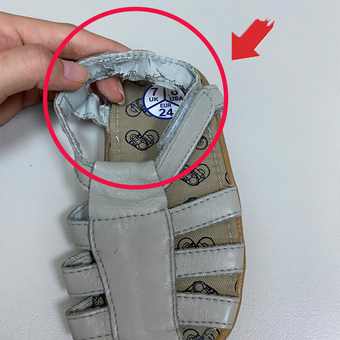 【福利品】英國 shooshoos 安全無毒真皮手工涼鞋/童鞋_灰色羅馬涼鞋_101090  (B-49)