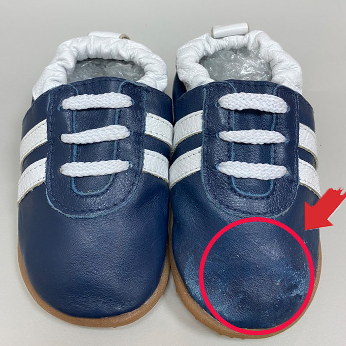 【福利品】英國 shooshoos 安全無毒真皮手工學步鞋/童鞋_海軍藍白線條童鞋 (3)