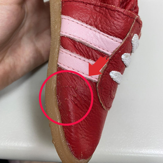 【福利品】英國 shooshoos 安全無毒真皮手工學步鞋/童鞋_紅色粉線條童鞋(6)