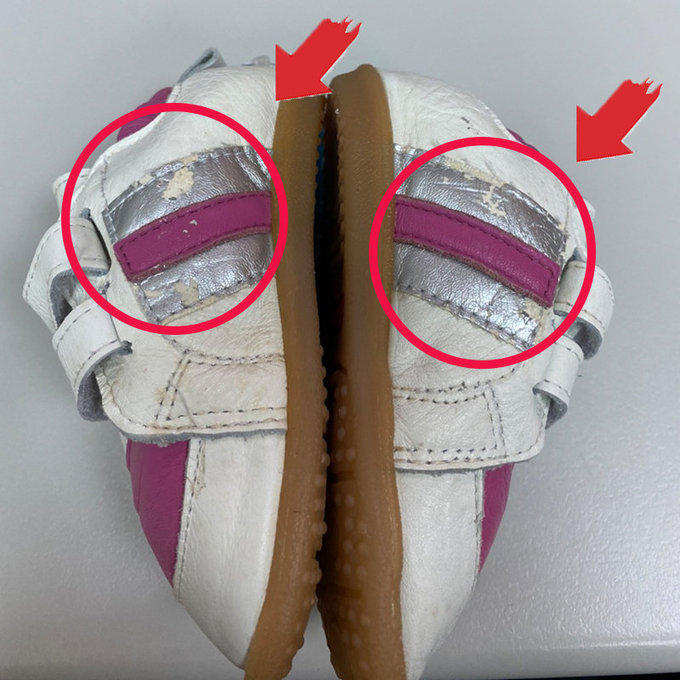 【福利品】英國 shooshoos 安全無毒真皮手工學步鞋/童鞋_白/銀桃紅條紋童鞋(11)