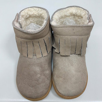 【福利品】英國 shooshoos 安全無毒真皮手工學步鞋/童鞋_大地色流蘇靴(22)-