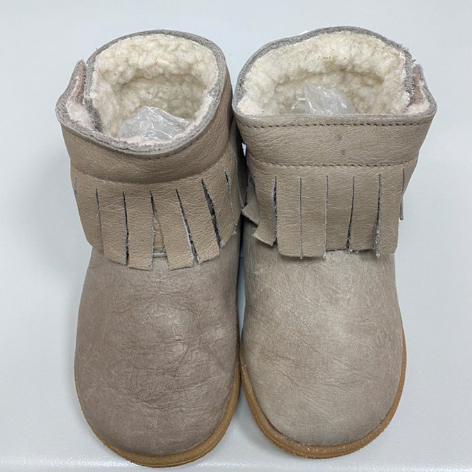 【福利品】英國 shooshoos 安全無毒真皮手工學步鞋/童鞋_大地色流蘇靴(22)