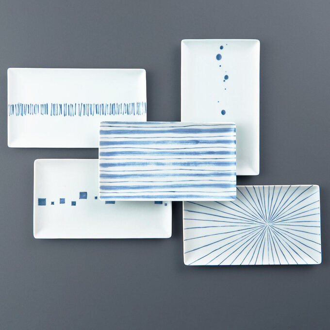 【西海陶器】日本美濃燒 日式簡約五件式烤物盤