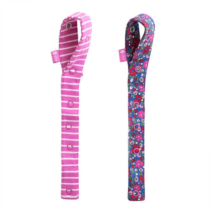 英國 JoJo Maman BeBe 嬰幼兒玩具鍊/奶嘴鍊兩入組_粉碎花(JJLF-07)