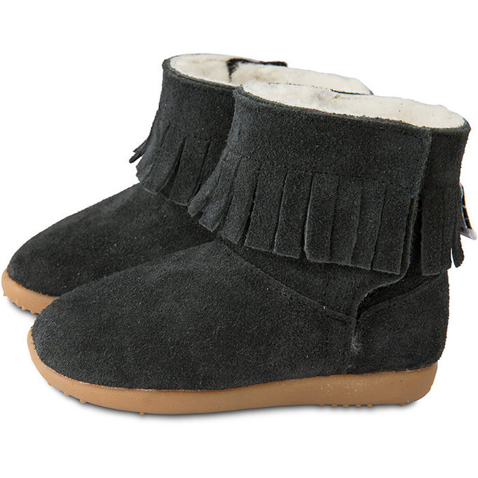 英國 shooshoos 健康無毒真皮手工童鞋/靴子_ 黑色流蘇_102748