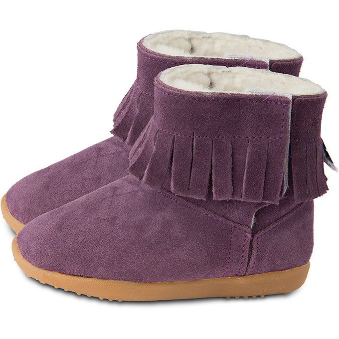 英國 shooshoos 健康無毒真皮手工童鞋/靴子_深紫流蘇_ 102752