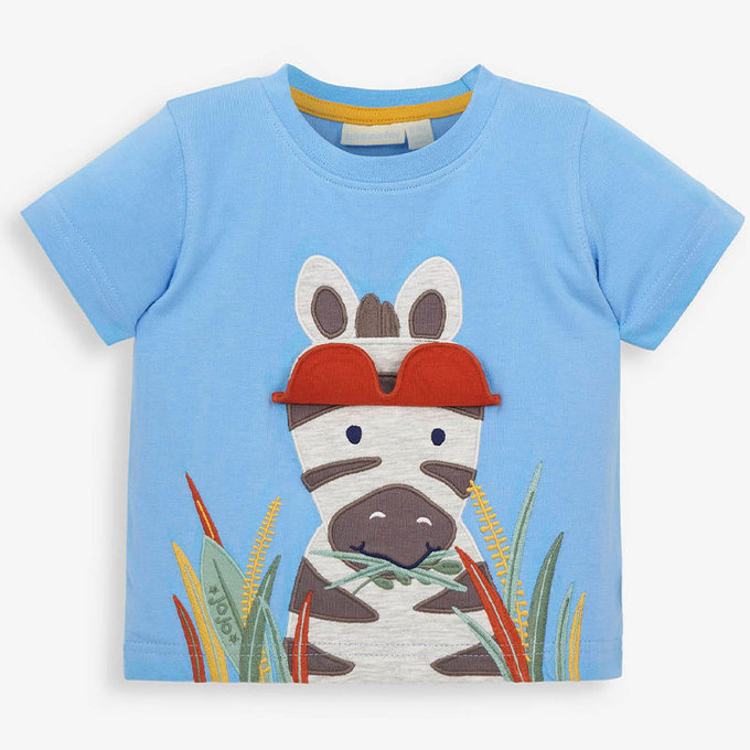 英國 JoJo Maman BeBe 超優質嬰幼兒/兒童100％純棉短袖上衣/T-shirt/動物T_酷!斑馬(JJH2892)