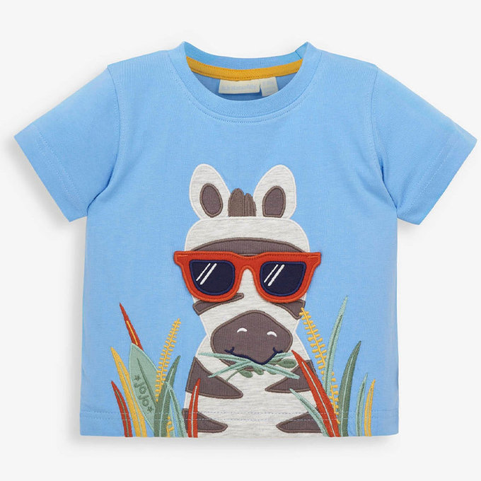 英國 JoJo Maman BeBe 超優質嬰幼兒/兒童100％純棉短袖上衣/T-shirt/動物T_酷!斑馬(JJH2892)