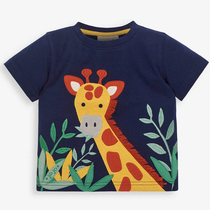 英國 JoJo Maman BeBe 超優質嬰幼兒/兒童100％純棉短袖上衣/T-shirt/動物T_長頸鹿(JJH2894)