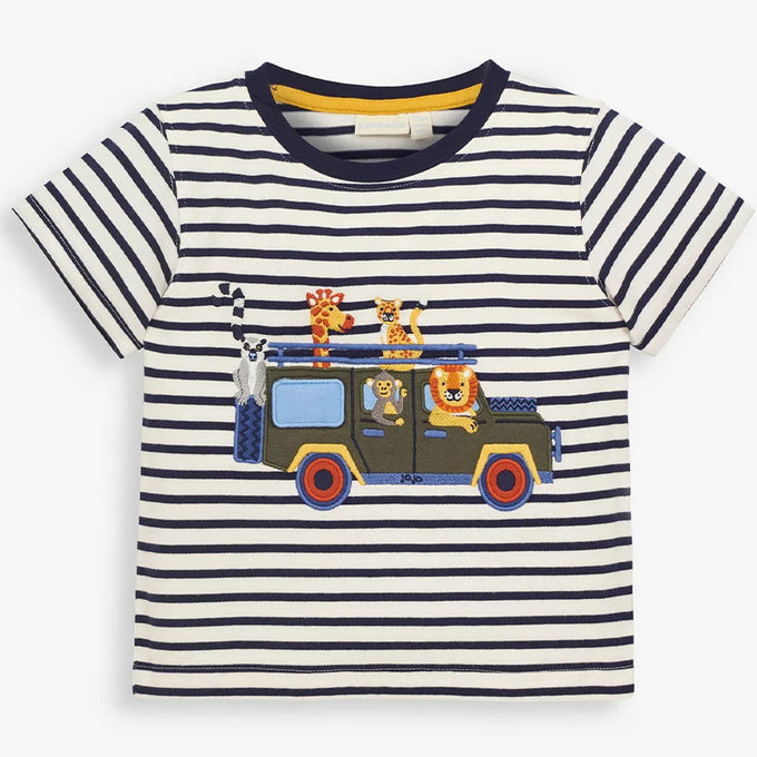 英國 JoJo Maman BeBe 超優質嬰幼兒/兒童100％純棉短袖上衣/T-shirt/動物T_動物逛街(JJH2896)