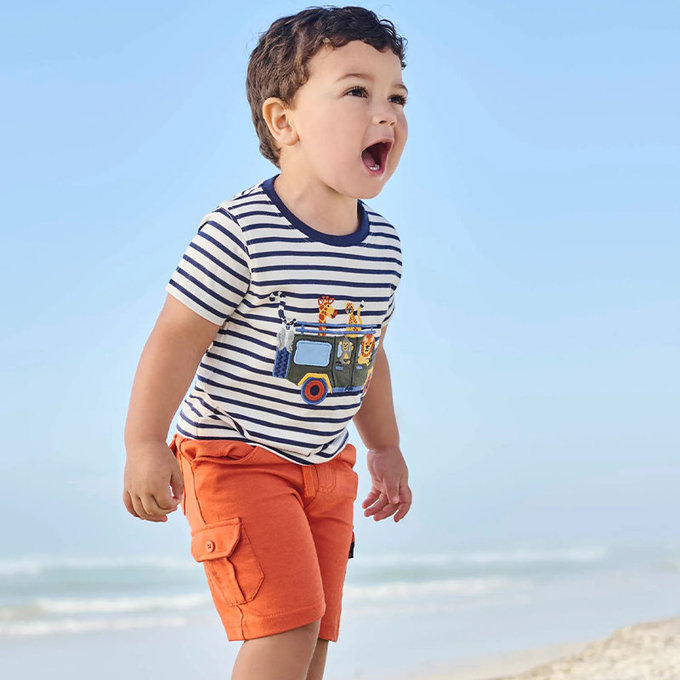 英國 JoJo Maman BeBe 超優質嬰幼兒/兒童100％純棉短袖上衣/T-shirt/動物T_動物逛街(JJH2896)