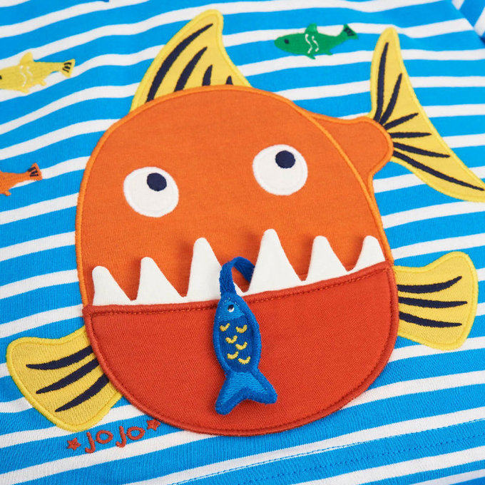 英國 JoJo Maman BeBe 超優質嬰幼兒/兒童100％純棉短袖上衣/T-shirt/動物T_大嘴魚(JJH2903)