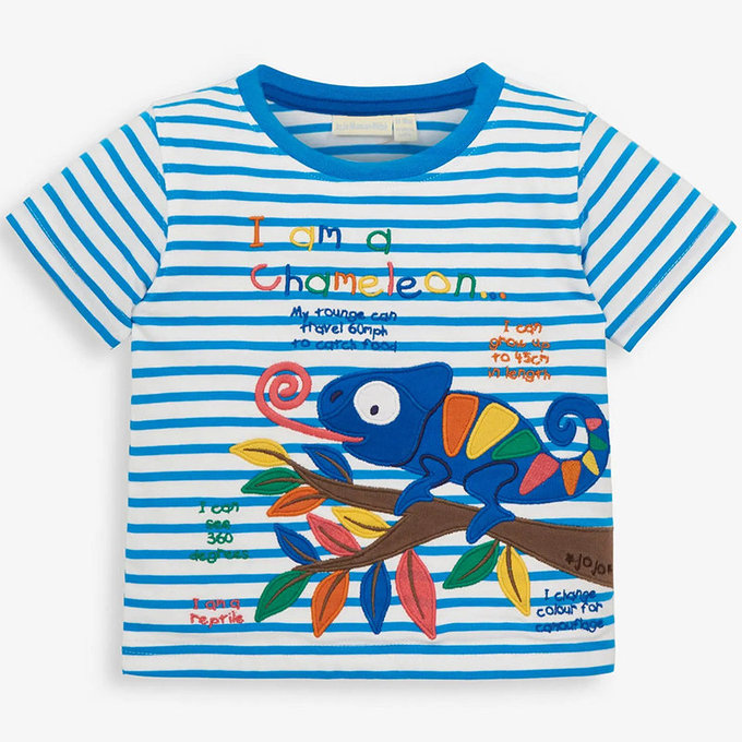 英國 JoJo Maman BeBe 超優質嬰幼兒/兒童100％純棉短袖上衣/T-shirt/動物T_變色龍(JJH2904)